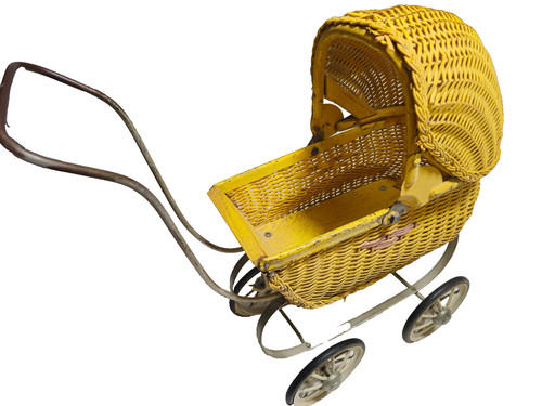 Vintage wicker doll pram - vintage,