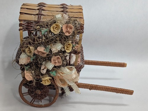 Vintage rustic flowered - flowered, wicker